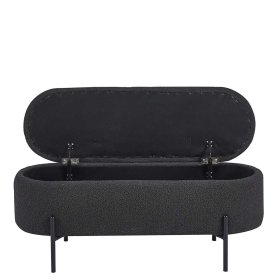 Stoffbank mit Truhe Acsandrio aus Boucle und Metall 110 cm breit – Ansicht 4