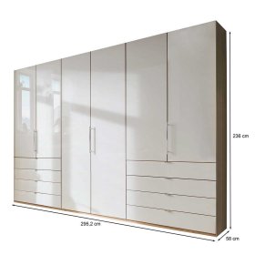 Schlafzimmer Möbel Cnutria modernes Design in Beige und Eiche Bianco (vierteilig) – Ansicht 8