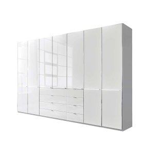 Schlafzimmerschrank weiß Bean Front glasbeschichtet mit acht Schubladen – Ansicht 1
