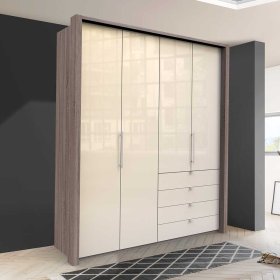 Kleiderschrank Genayas in Trüffelfarben und Cremeweiss – Ansicht 2