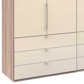 Moderner Falttüren Kleiderschrank Codumenta mit neun Schubladen glasbeschichtet – Ansicht 4