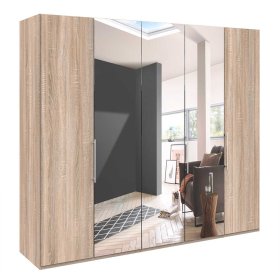 Eiche Sägerauer Kleiderschrank Gehvonda mit Spiegeltüren modern – Ansicht 1