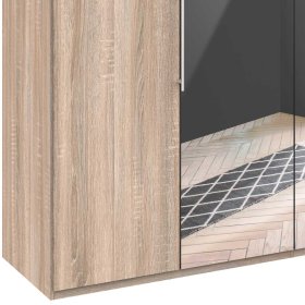 Eiche Sägerauer Kleiderschrank Gehvonda mit Spiegeltüren modern – Ansicht 4