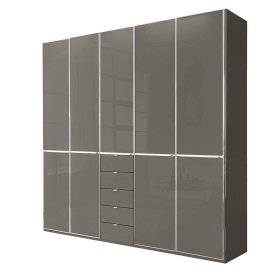 Kleiderschrank braun Boplaroma 247 cm breit mit fünf Schubladen – Ansicht 1