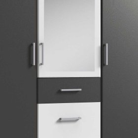 Schrank mit Spiegeltür Tolofoa in Dunkelgrau und Weiß – Ansicht 4