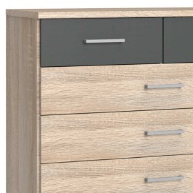 Moderne Wäschekommode Nurana in Eiche Sägerau und Dunkelgrau – Ansicht 3