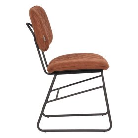 Esszimmerstuhl Set Focsani in Cognac Braun Microfaser mit Bügelgestell aus Metall (2er Set) – Ansicht 3