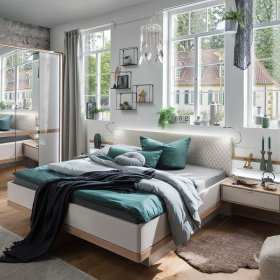 Komplettschlafzimmer Privira in Beige und Eiche Bianco Made in Germany (vierteilig) – Ansicht 5
