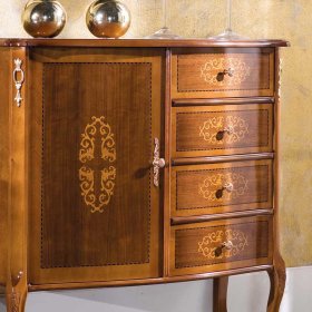 Schlafzimmer Kommode Marzonas im Barock Design in Nussbaumfarben lackiert – Ansicht 3