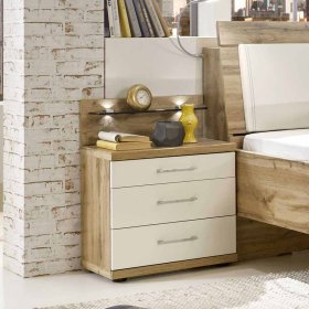 Schlafzimmerset Arivana in Eiche Weiß mit Doppelbett (vierteilig) – Ansicht 10
