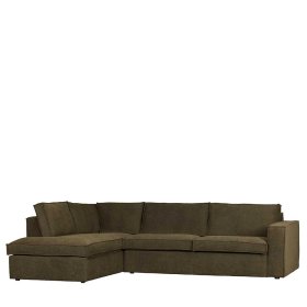 Modernes Wohnzimmer Ecksofa Brunos in Dunkelgrün Webstoff mit vier Sitzplätzen – Ansicht 1
