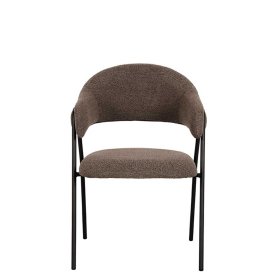 Esszimmerarmlehnstuhl Brianco aus Boucle Stoff in Hellbraun (2er Set) – Ansicht 2