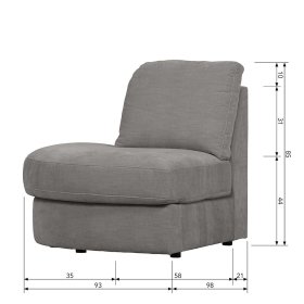 Modulsofa Abschluss Element links Fredoco in Grau Rücken echt bezogen – Ansicht 17