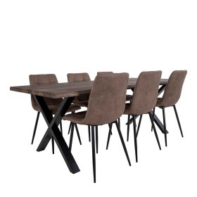 Loft Design Essgruppe Travolca mit 2 Meter Tisch und 6 Stühlen (siebenteilig) – Ansicht 2