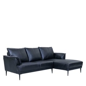 Wohnzimmer Couch Yanatada in Schwarz aus Echtleder – Ansicht 2
