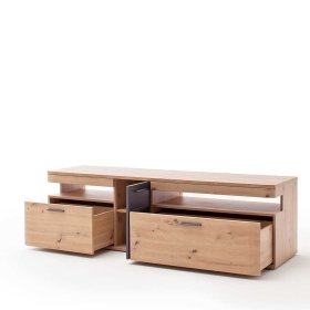 Wohnzimmer Anbauwand Lucisa in Eiche Optik und Anthrazit 310 cm breit (dreiteilig) – Ansicht 7