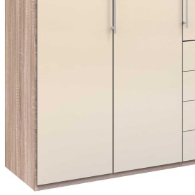 Glasbeschichteter Schlafzimmerschrank Codumenta in Weiß und Eiche Sägerau – Ansicht 4