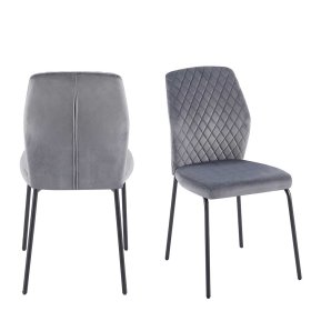 Polsterstuhl Set Esszimmer Drujano in Grau aus Samt (2er Set) – Ansicht 6