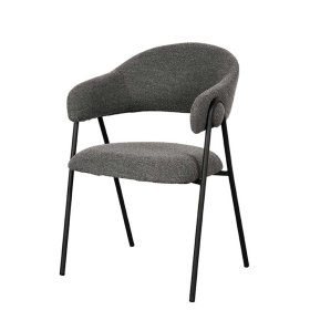 Esszimmerstuhl Mauritius aus Boucle mit Armlehnen (2er Set) – Ansicht 1