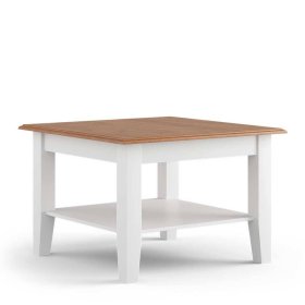 Sofa Tisch Corao in Weiß mit Massivholzplatte – Ansicht 2