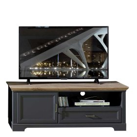 TV Anbauwand Valgura in Dunkelgrau und Eichefarben mit LED Beleuchtung (dreiteilig) – Ansicht 3
