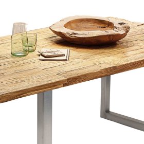 Esszimmer Tisch Genn aus Teak Recyclingholz und Stahl mit Bügelgestell – Ansicht 5