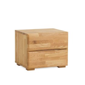 Massivholz Doppelbett Restania aus Wildeiche honigfarben mit Nachtkommoden (dreiteilig) – Ansicht 7