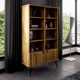 Wildeiche Bücherregal Clantica 176 cm hoch mit Metallgestell – Ansicht 3