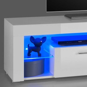 Hochglanz TV Board Lucrino in Weiß mit LED Beleuchtung – Ansicht 3