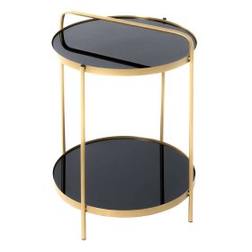 Glas Beistelltisch Ojana in Goldfarben und Schwarz – Ansicht 1