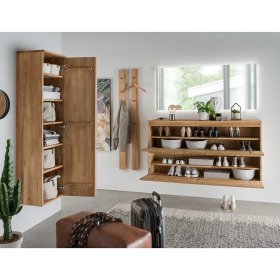 Flürmöbel Set Nietran aus Asteiche Massivholz für die Wandmontage (fünfteilig) – Ansicht 2