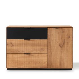Moderne Massivholzkommode Housten in Wildeichefarben und Anthrazit – Ansicht 2