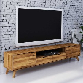 Fernseh Unterschrank Vinial aus Wildeiche Massivholz 220 cm breit – Ansicht 3