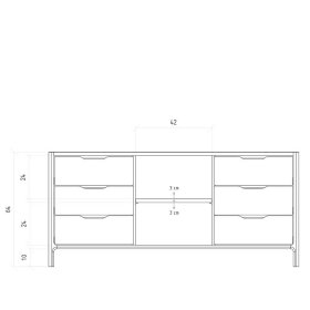 Sideboard massiv Korres in Kernbuchefarben mit sechs Schubladen – Ansicht 4