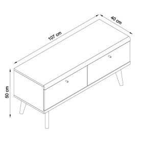 Wohnzimmer Wohnwand Levanca in Weiß und Eichefarben im Skandi Design (vierteilig) – Ansicht 5