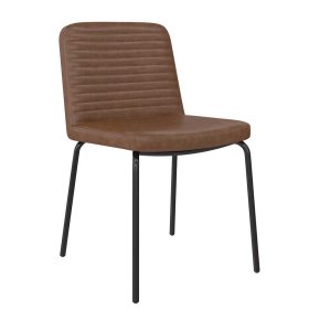 Kunstleder Stühle Melvue in Braun mit Gestell aus Metall (2er Set) – Ansicht 1
