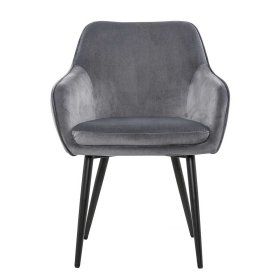 Samt Polsterstuhl Eckomy in Grau im Retro Design – Ansicht 4