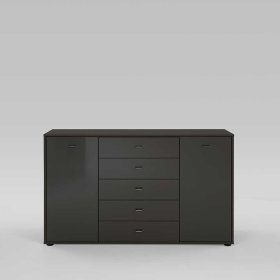 Sideboard Rebea in Grau Braun mit Glas beschichtet – Ansicht 2