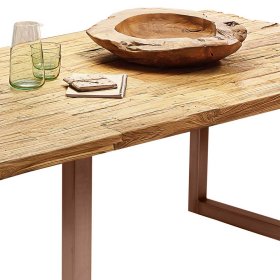 Bügelgestell Esstisch Asprecca aus Teak Recyclingholz und Stahl im Loft Style – Ansicht 4