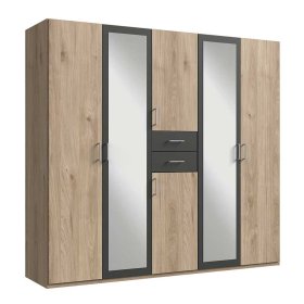 Kleiderschrank modern Hume in Eiche Sägerau und Dunkelgrau – Ansicht 1