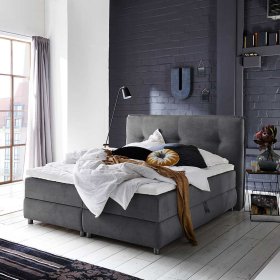 Boxspringbett Graland mit Bettkasten in Anthrazit Webstoff – Ansicht 2