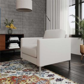 Moderner Einzelsessel Ivalin in Cremeweiß mit 46 cm Sitzhöhe – Ansicht 2
