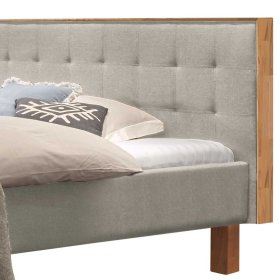 Polsterbett Rock in Beige mit Vierfußgestell aus Kernbuche – Ansicht 3