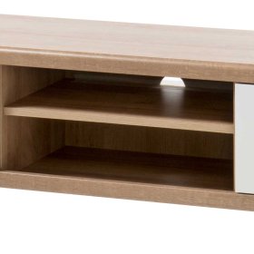 TV Lowboard Levanca in Weiß und Eichefarben mit Klappen – Ansicht 8