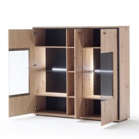 Highboard Vitrine Geronda in Anthrazit und Eiche Optik modern – Ansicht 3