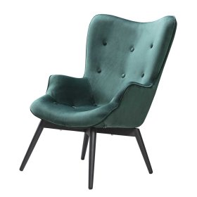 Ohrensessel Hatlantico in Dunkelgrün Samt im Skandi Design – Ansicht 1