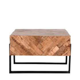 Rustikaler Couchtisch Brian aus Mangobaum Massivholz und Metall – Ansicht 3