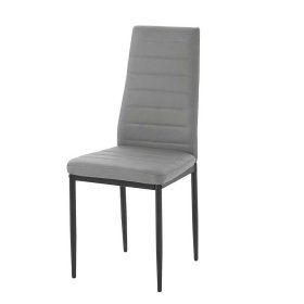 Esszimmerstühle Gertry in Grau Kunstleder mit hoher Lehne (4er Set) – Ansicht 1