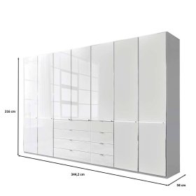 Schlafzimmerschrank weiß Bean Front glasbeschichtet mit acht Schubladen – Ansicht 9