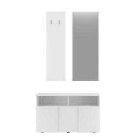 Komplett Garderobe Jalton in Weiß Hochglanz 91 cm breit (dreiteilig) – Ansicht 1